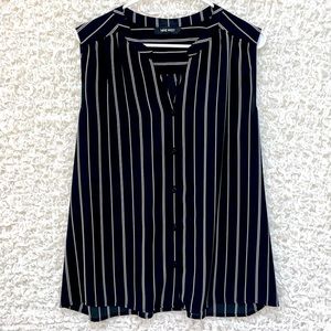 Women’s XL Nine West Sleeveless Button-Down Dress Blouse/Top - Black, Striped